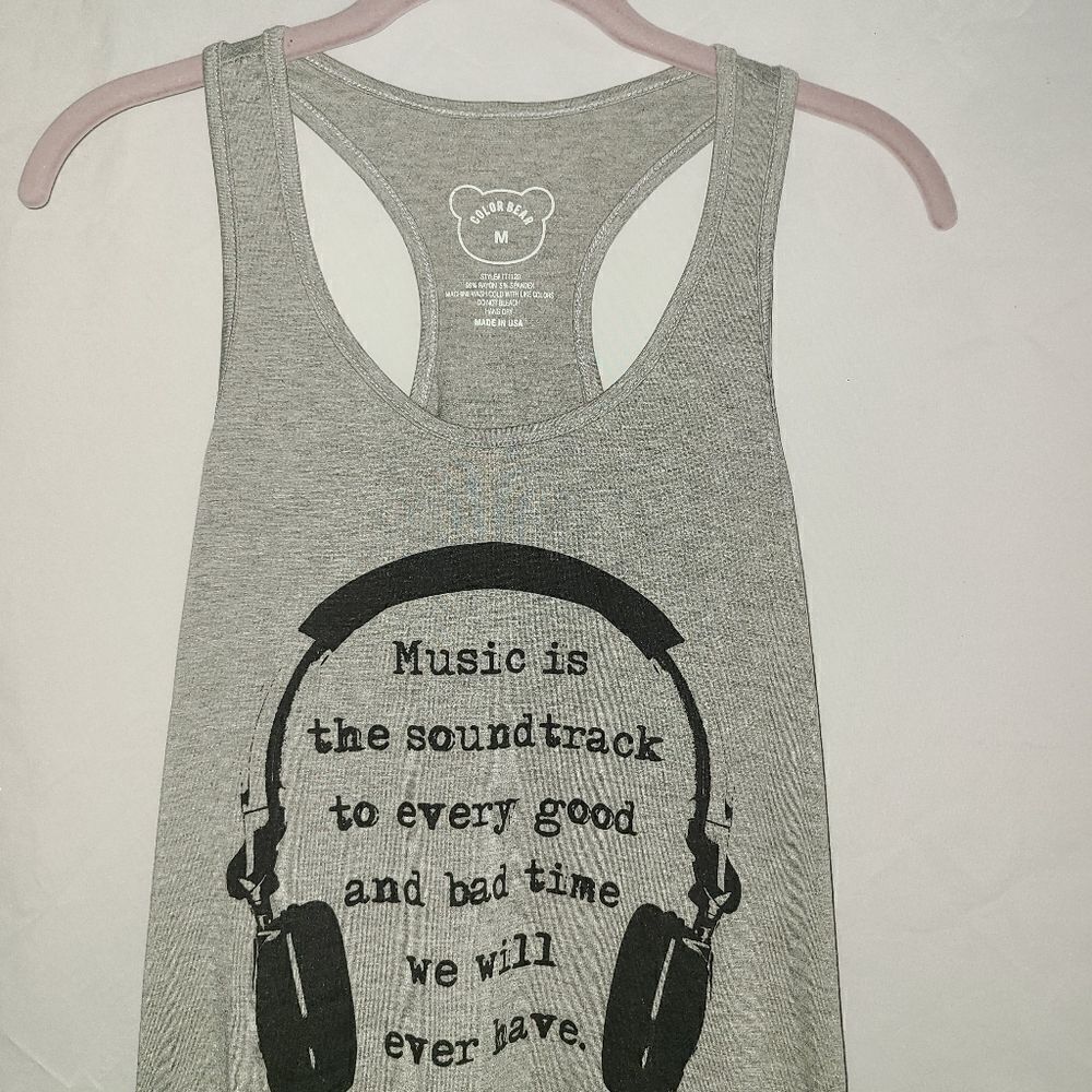 Color Bear Music Graphic Gray Tank Size S,M - Picture 4 of 7
